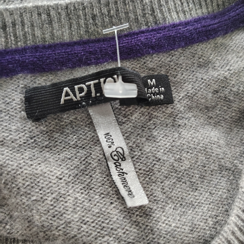 Apt 9 Cashmere Argyle Grey And Purple Sweater M - Picture 2 of 11